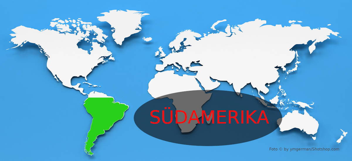 Weltkarte Kontinent Suedamerika