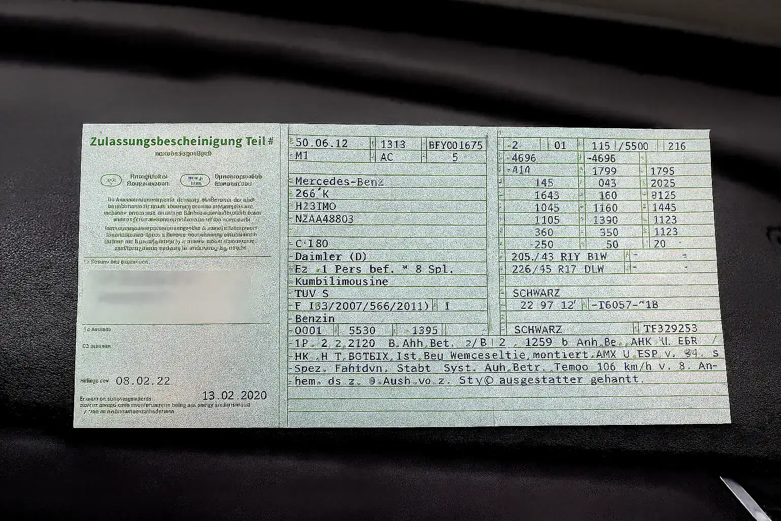 Fahrzeugschein