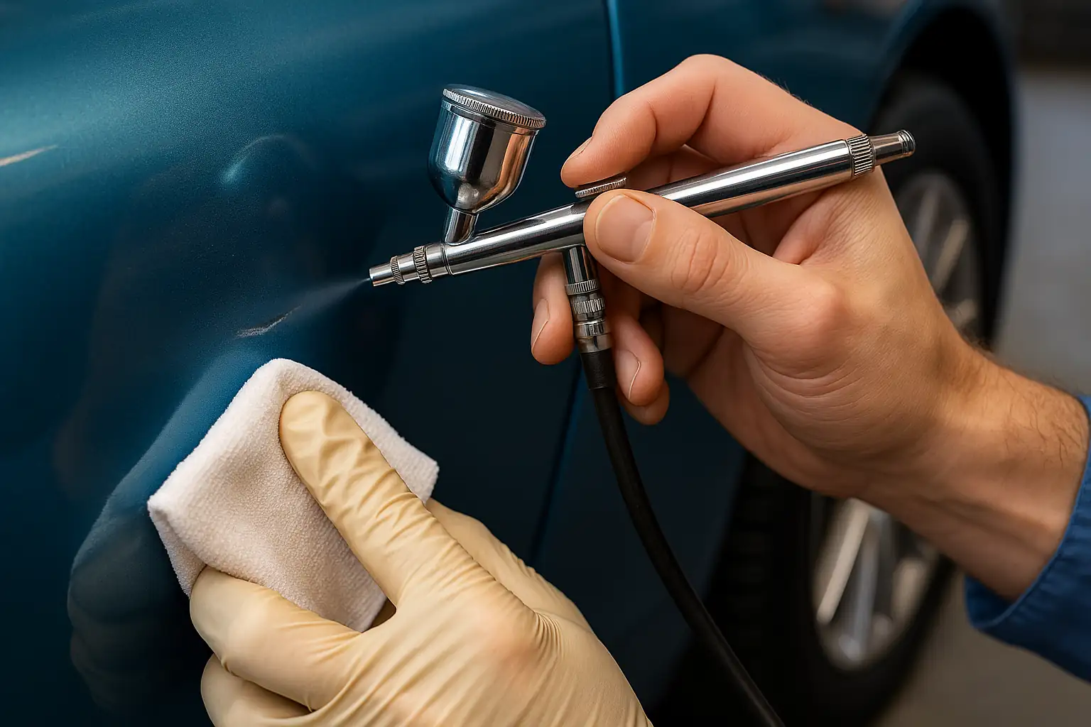 Spot Repair Arbeitsplatzes mit Airbrush